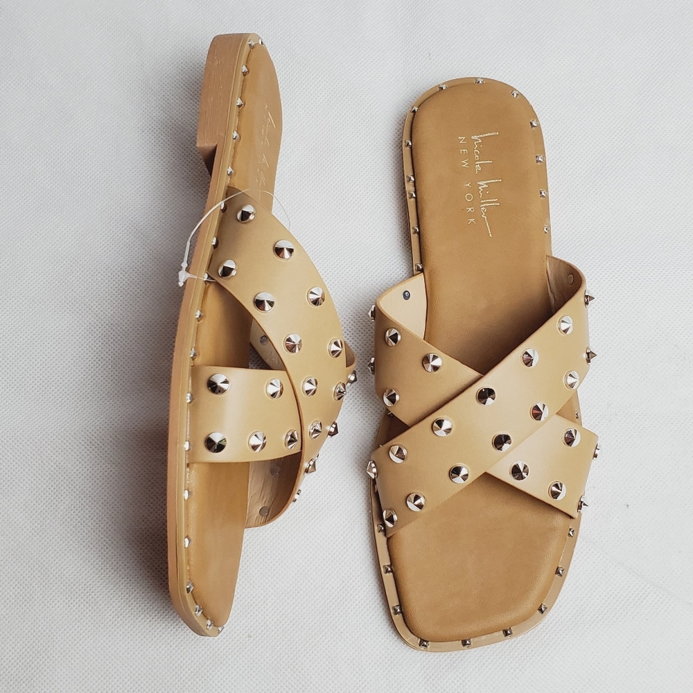 Nicole Miller studded slide Sandals